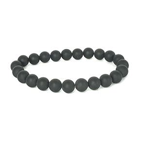 Tourmaline black matte bracelet elastic natural stone, ball 8 mm / 16 - 17 cm, guardian of good mood