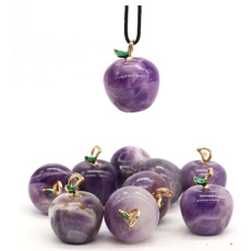 Amethyst Apple of Knowledge pendant, natural stone 2,7 x 15 mm, hand carved stone of kings and bishops