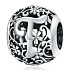 Sterling silver 925 Magic alphabet letter T with flowers, bead for bracelet