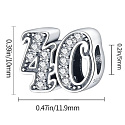 Charm Sterling silver 925 40 anniversary, bead on bracelet