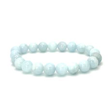 Aquamarine bracelet elastic natural stone, bead 9 mm / 16-17 cm, AAA sailor stone, healing power of the ocean
