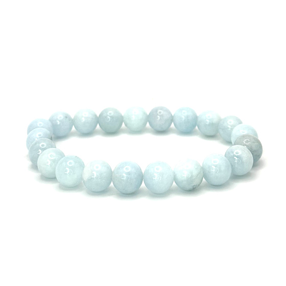 Aquamarine bracelet elastic natural stone, bead 9 mm / 16-17 cm, AAA sailor stone, healing power of the ocean