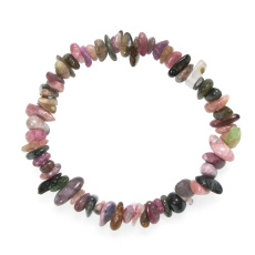 Tourmaline coloured bracelet chopped natural stone 19 cm, heals - cleanses - inspires - memory - cancels negativity - connects - protection