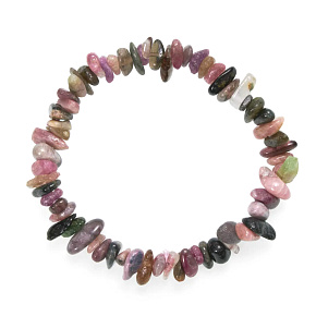 Tourmaline coloured bracelet chopped natural stone 19 cm, heals - cleanses - inspires - memory - cancels negativity - connects - protection