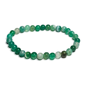 Agate green lace bracelet elastic natural stone, ball 6 mm / 16 - 17 cm, symbolizes the element of earth