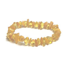 Amber Baltic honey / gold bracelet elastic chopped natural, 16 - 17 cm, solidified sunlight