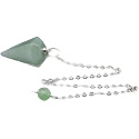 Aventurine green pendulum natural stone 2,5 cm + 18 cm chain with bead, lucky stone
