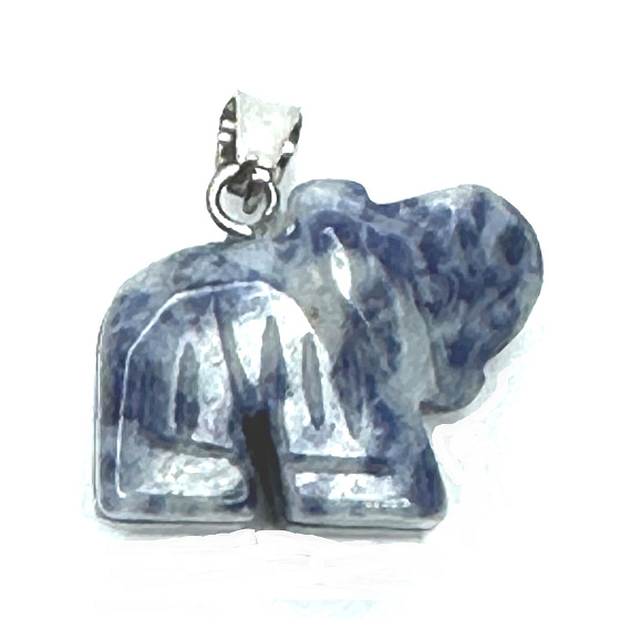 Sodalite Elephant pendant natural stone, hand cut figurine 1,8 x 2,5 x 8 mm, stone communication