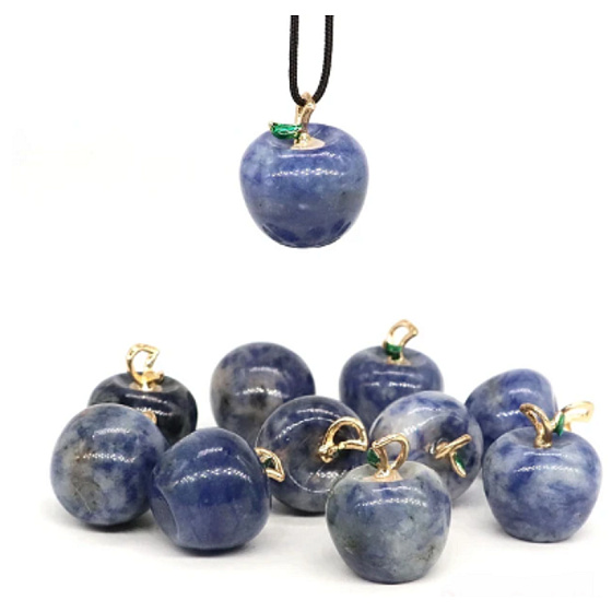 Sodalite apple of knowledge pendant, natural stone 2,7 x 15 mm, communication stone