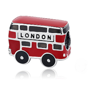 Sterling silver 925 London red bus bead on travel bracelet