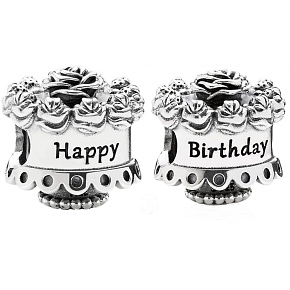 Charm Sterling silver 925 Happy Birthday, bead on bracelet birthday