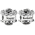 Charm Sterling silver 925 Happy Birthday, bead on bracelet birthday