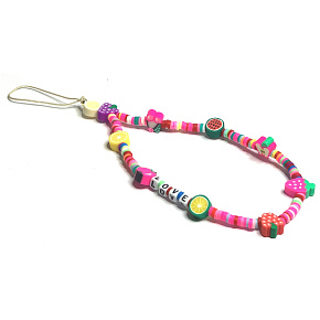 Anti-lost mobile phone pendant, beads, fruit, love, circumference 26,5 cm