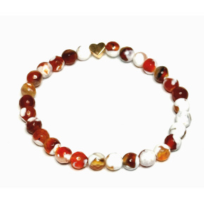 Agate fire lace facet bracelet elastic natural stone, ball 6 mm / 16 - 17 cm