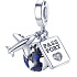 Charm Sterling silver 925 Round the world, globe, passport, plane, 3in1 travel bracelet pendant