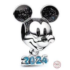 Charm Sterling silver 925 Disney anniversary, happy year 2024, bead on bracelet