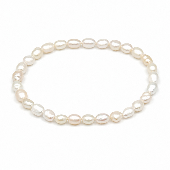 Perla bílá sladkovodní náramek elastický přírodní, perly 5–6 mm / 19 cm, symbol ženskosti, elegance a lásky