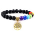 Chakra bracelet elastic Tree of Life + Onyx, natural stone, ball 8 mm / 16-17 cm, life force stone