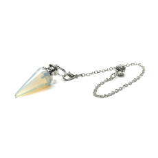 Opalite pendulum synthetic stone 3,5 cm + chain with ball 18 cm, stone of wishes and hope
