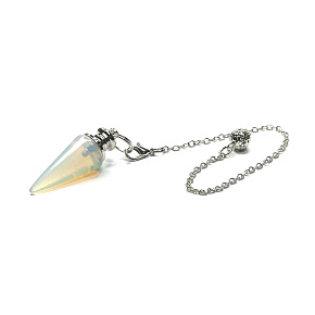 Opalite pendulum synthetic stone 3,5 cm + chain with ball 18 cm, stone of wishes and hope Opalite pendulum synthetic stone 3,5 cm + chain with ball 18 cm, stone of wishes and hope