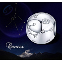 Cancer zodiac sign, pendant for bracelet silver + cubic zirconia, ball 9 mm 1 piece