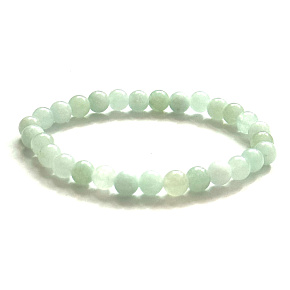 Jade Burmese natural stone elastic bracelet, ball 6 mm / 16-17 cm, stone of peace