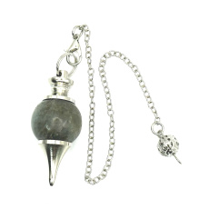 Labradorite pendulum natural stone for dowsing, divination round bead 2 cm x 4 cm, stone of transformation