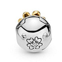 Charm Sterling silver 925 Shiny four-leaf clover for luck, stopper, clip bead for bracelet nature