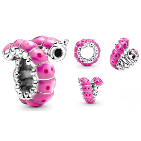 Sterling silver 925 Cute twisted caterpillar, bead on animal bracelet