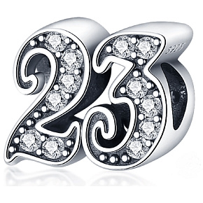 Charm Sterling silver 925, 23 anniversary, bead for bracelet Charm Sterling silver 925, 23 anniversary, bead for bracelet