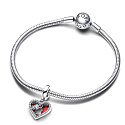 Charm Sterling silver 925 Red heart with keyhole 2in1, love bracelet pendant