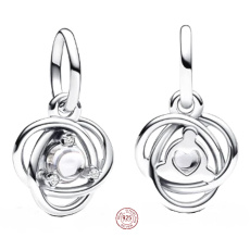 Charm Sterling silver 925 Clear cubic zirconia circle of eternity April, pendant on bracelet symbol