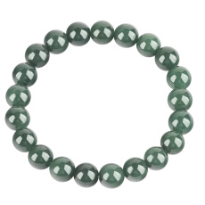 Jade Burmese green elastic bracelet natural stone, 9 mm / 16 - 17cm, love happiness