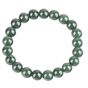 Jade Burmese green elastic bracelet natural stone, 9 mm / 16 - 17cm, love happiness