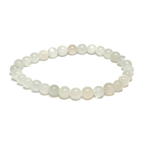 Moonstone grey bracelet elastic natural stone, ball 6 mm / 16 - 17 cm, stone of destiny