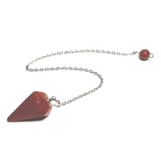Jasper red pendulum natural stone 2,5 cm + 18 cm chain with bead, full care stone