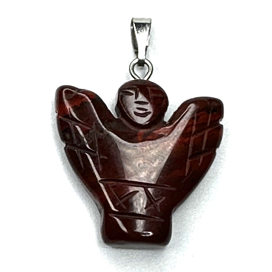 Jasper Angel, angel wings pendant natural stone hand cut 25 x 21 x 5 mm, stone of positive energy