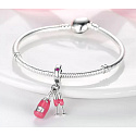Charm Sterling silver 925 Sekt + 2 glasses, love bracelet pendant