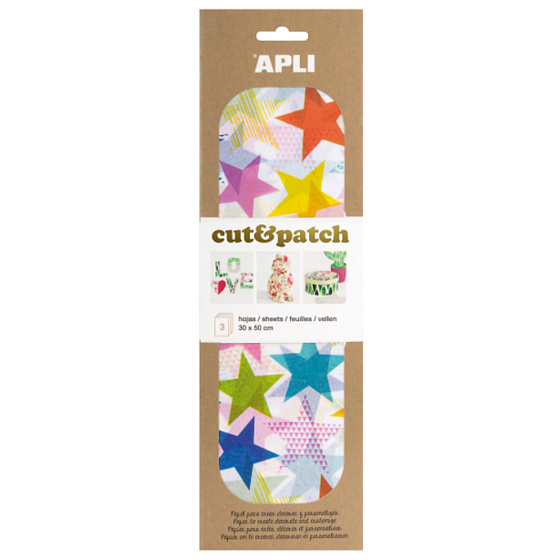Apli Cut & Patch paper for napkin technique Colorful Stars 30 x 50 cm 3 pieces