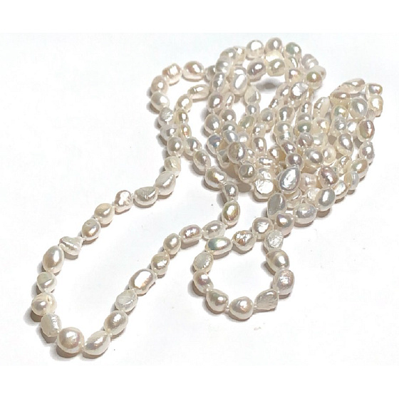 Pearl white natural irregular necklace 160 cm, symbol of femininity, brings admiration