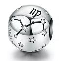 Virgo zodiac sign, pendant for bracelet silver + cubic zirconia, ball 9 mm 1 piece