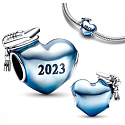 Sterling Silver 925 Graduation - Blue Graduation Heart 2023, Graduate Bead Bracelet