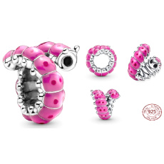 Sterling silver 925 Cute twisted caterpillar, bead on animal bracelet