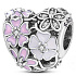 Charm Sterling silver 925 Poetic flowers heart bead on bracelet love