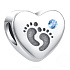 Charm Sterling silver 925 Footprints Baby Boy, bead heart on bracelet family