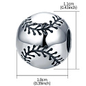 Charm Sterling silver 925 I Love Baseball Texas Rangers ball, bead on bracelet sport