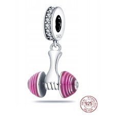 Sterling silver 925 Gymnastics barbell, sport bracelet pendant