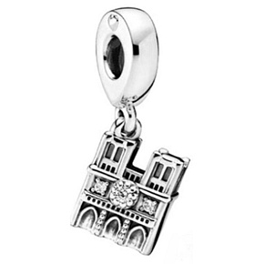 Charm Sterling silver 925 Notre Dame, travel bracelet pendant