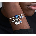 Charm Sterling Silver 925 Heart with Blue Crystal, Bead for Love Bracelet