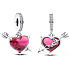 Charm Sterling Silver 925 Red Heart and Arrow Murano Glass, Love Bracelet Pendant